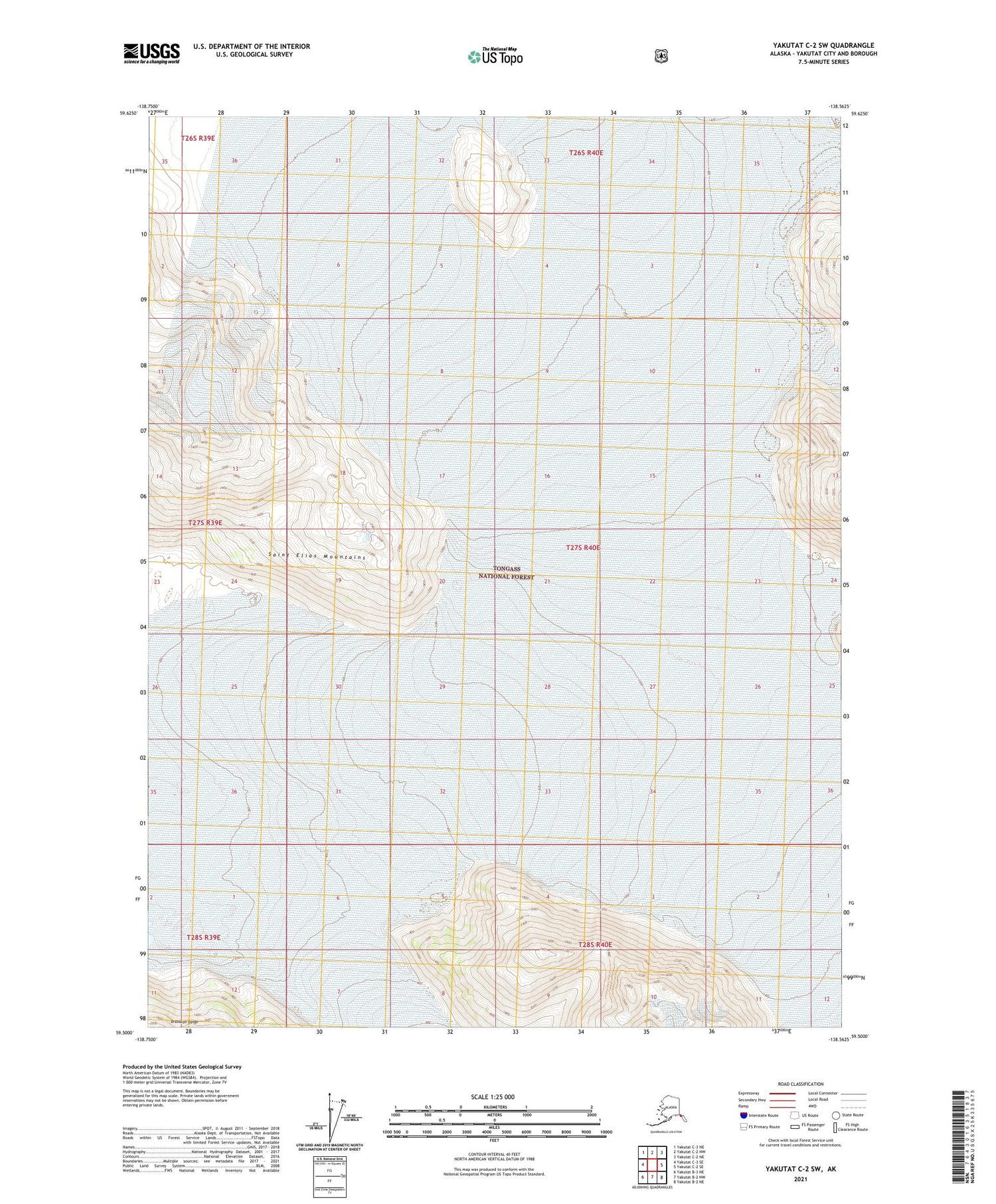 Yakutat C-2 SW Alaska US Topo Map Image