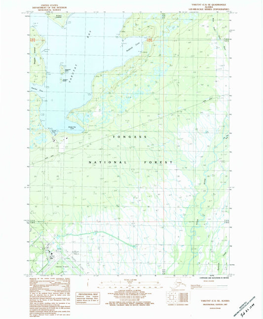 Classic USGS Yakutat C-5 SE Alaska 7.5'x7.5' Topo Map Image