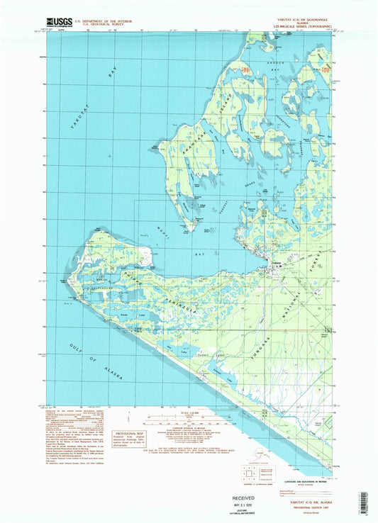 Classic USGS Yakutat C-5 SW Alaska 7.5'x7.5' Topo Map Image