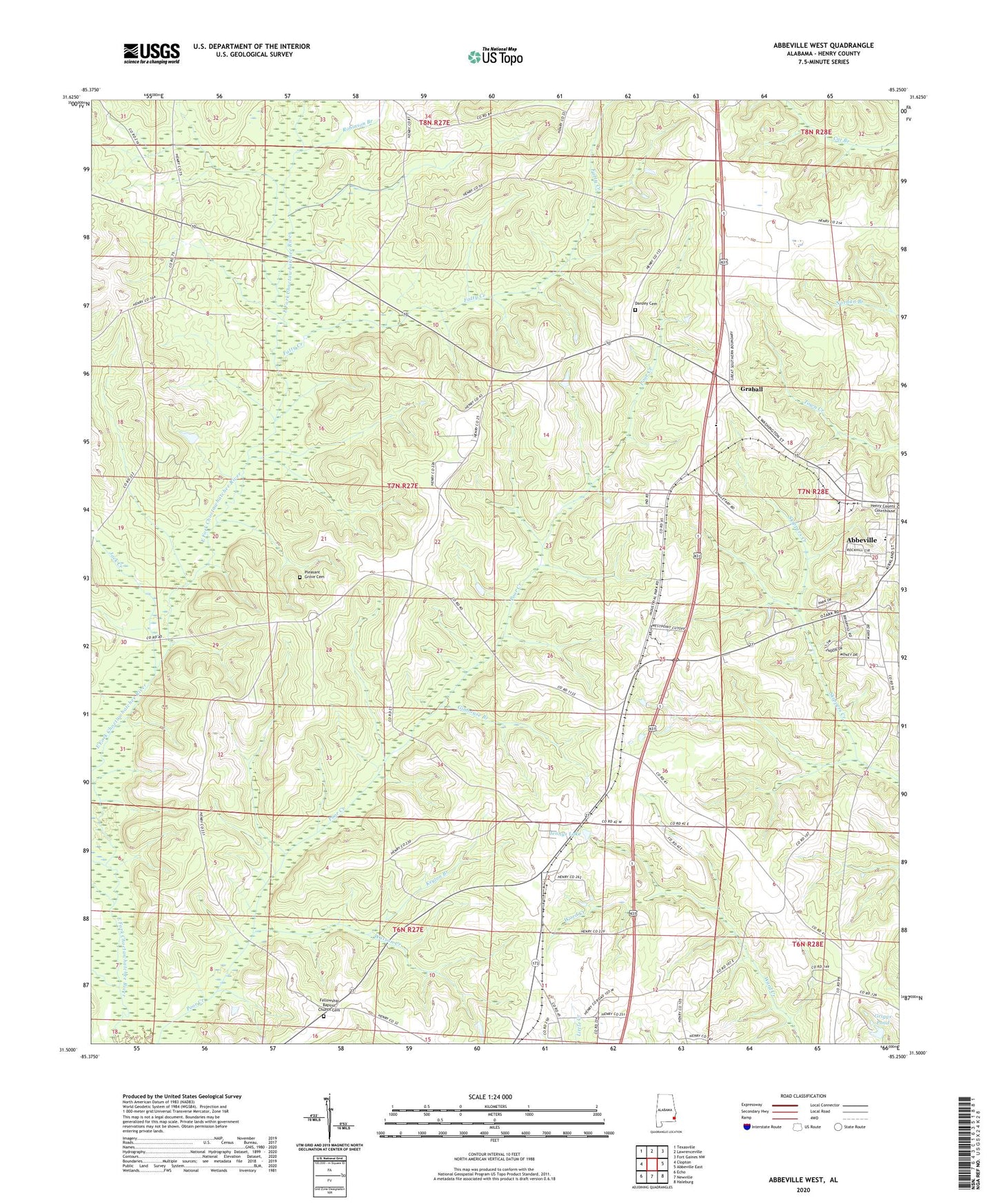 Abbeville West Alabama US Topo Map Image