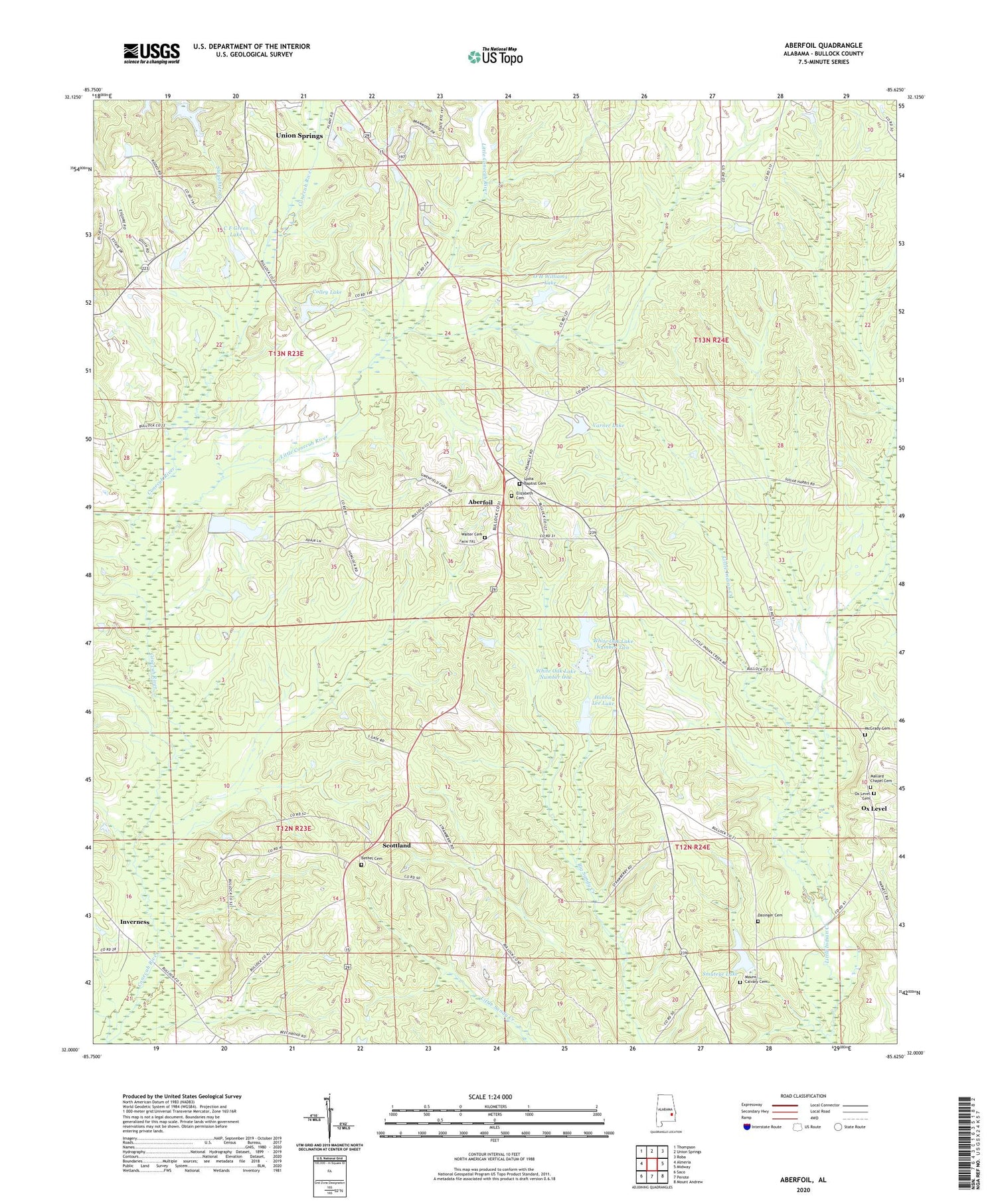 Aberfoil Alabama US Topo Map Image