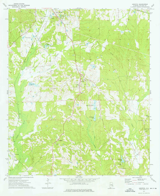 Classic USGS Aberfoil Alabama 7.5'x7.5' Topo Map Image