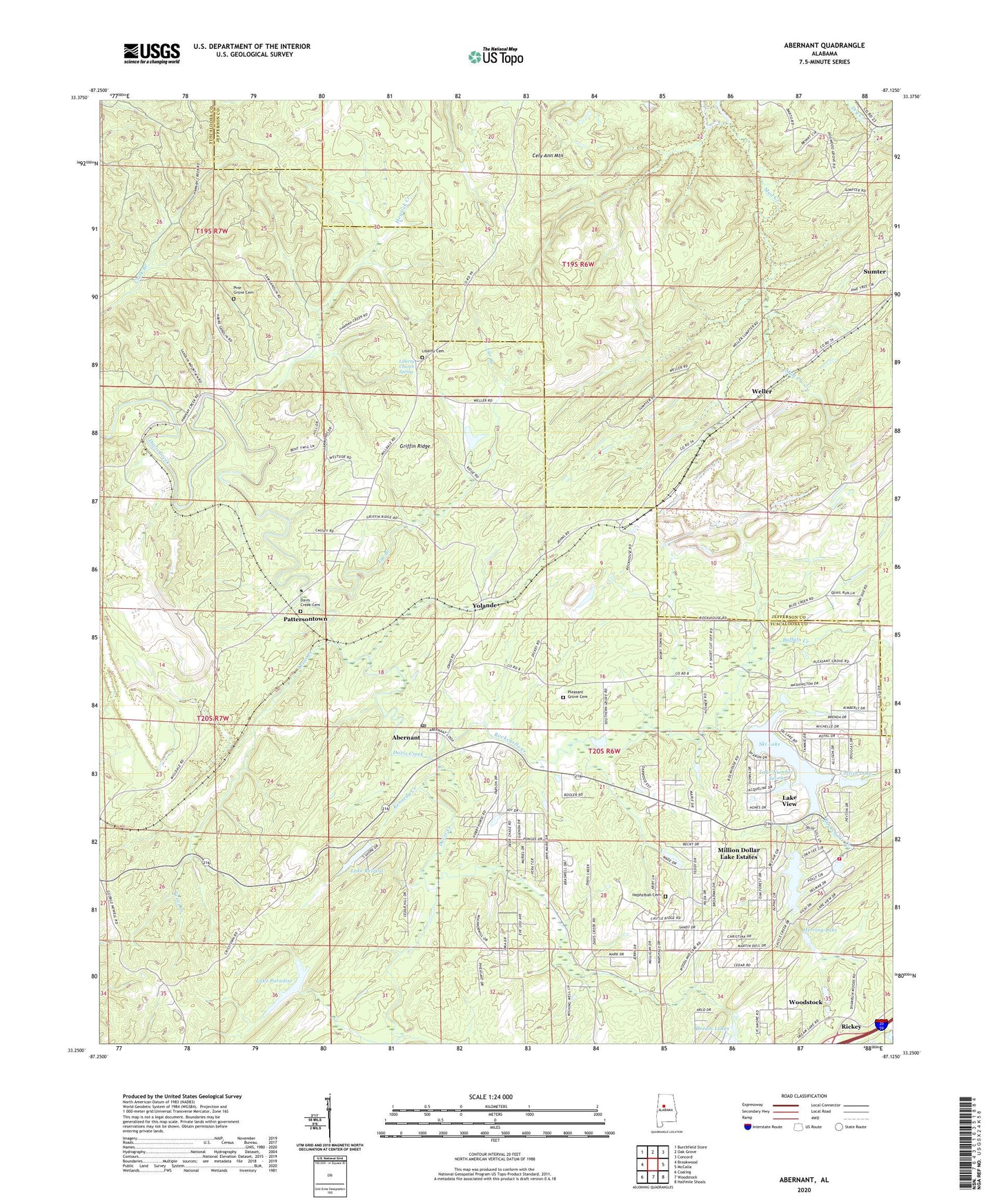 Abernant Alabama US Topo Map Image