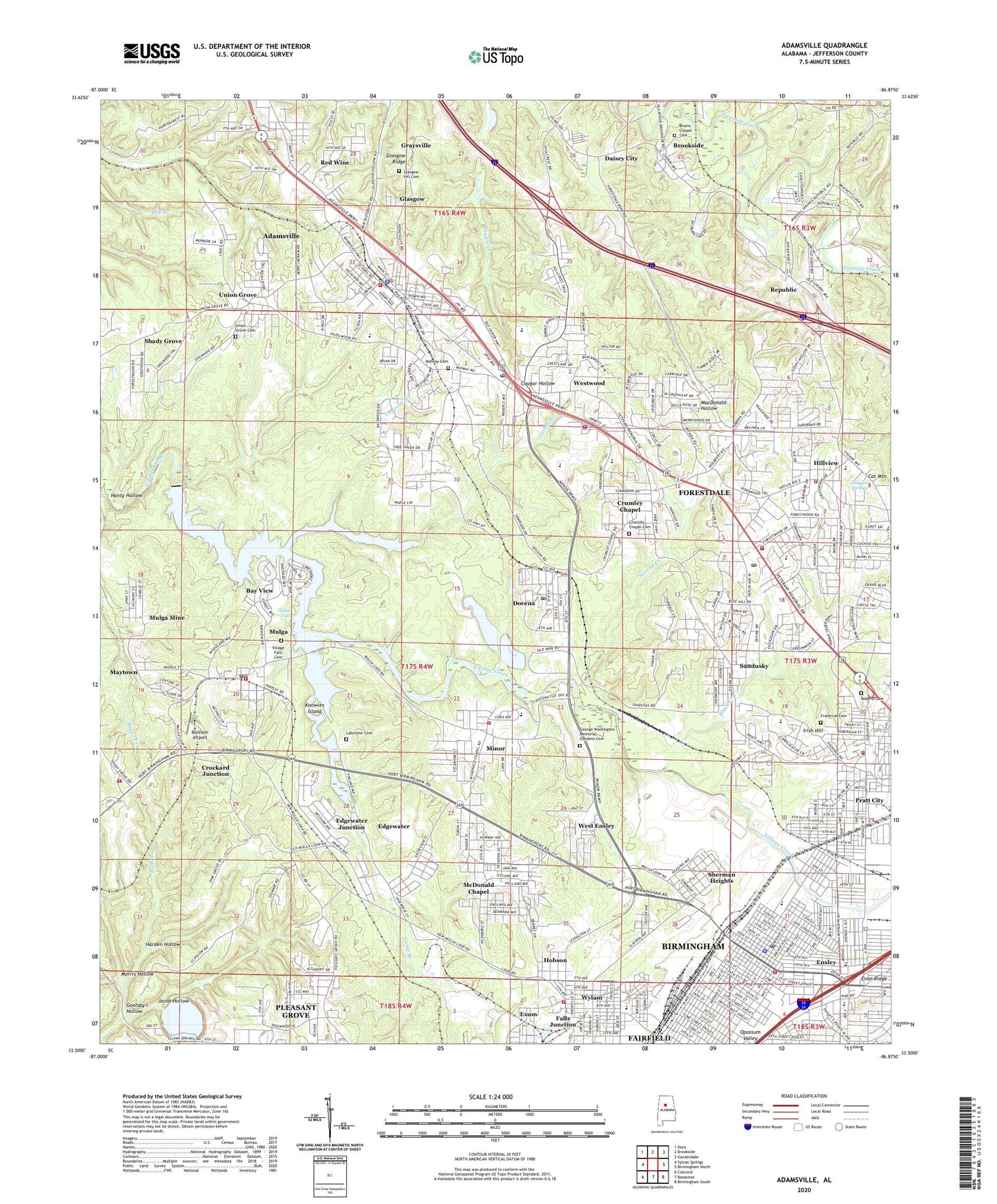 Adamsville Alabama US Topo Map Image