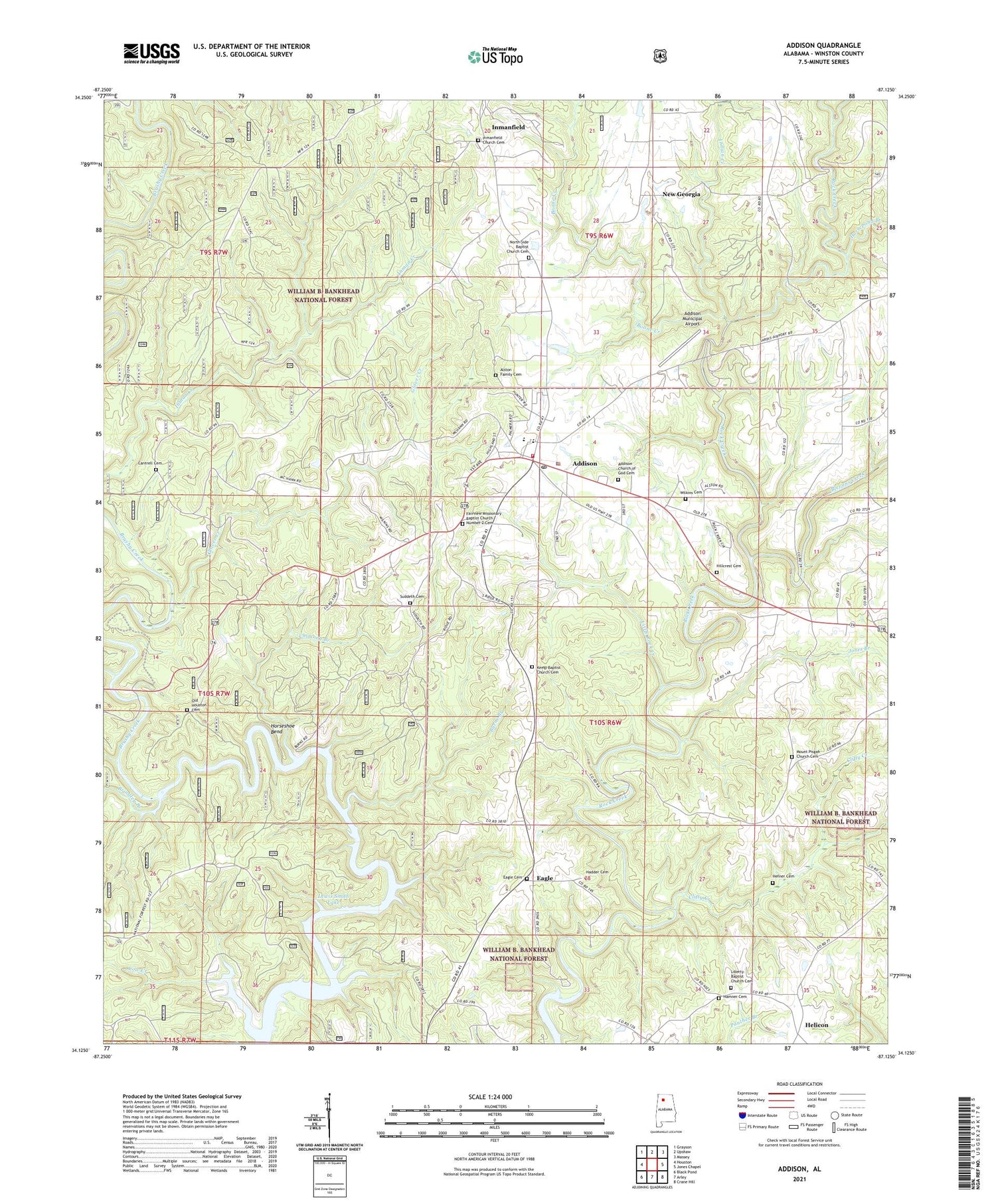 Addison Alabama US Topo Map Image