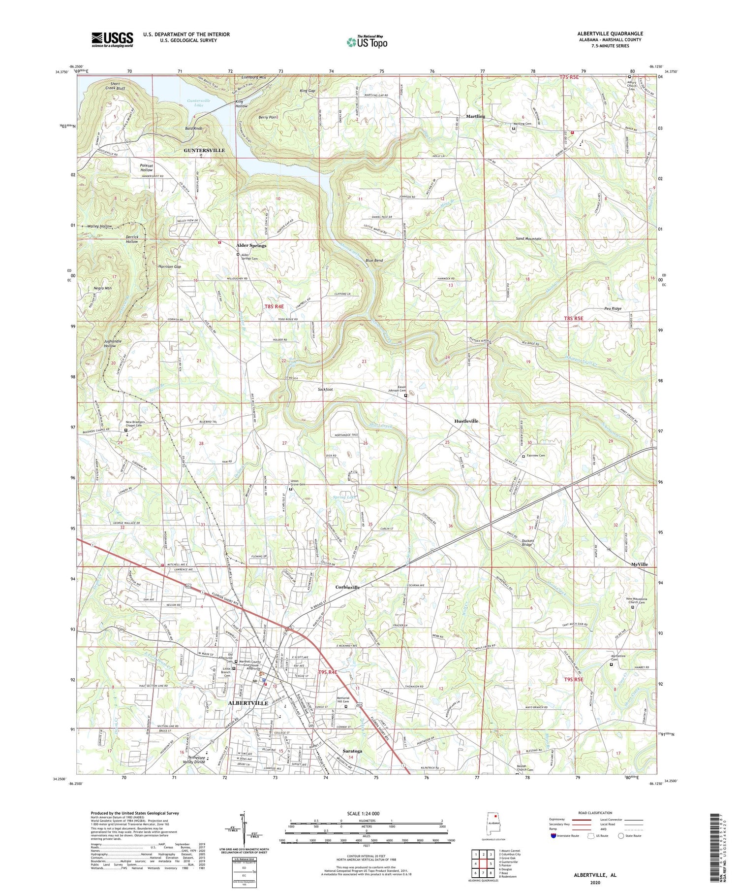Albertville Alabama US Topo Map Image