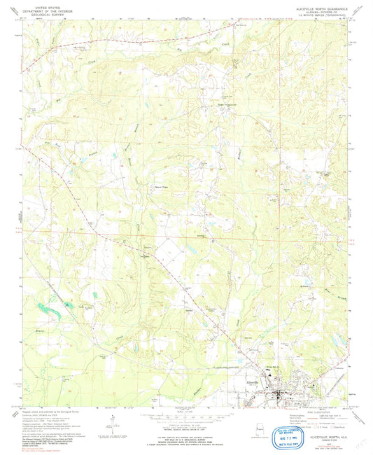 Classic USGS Aliceville North Alabama 7.5'x7.5' Topo Map Image
