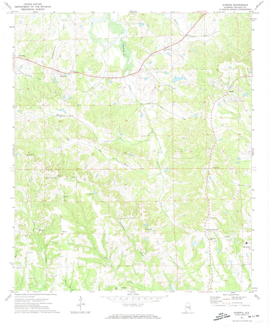 Classic USGS Almeria Alabama 7.5'x7.5' Topo Map Image