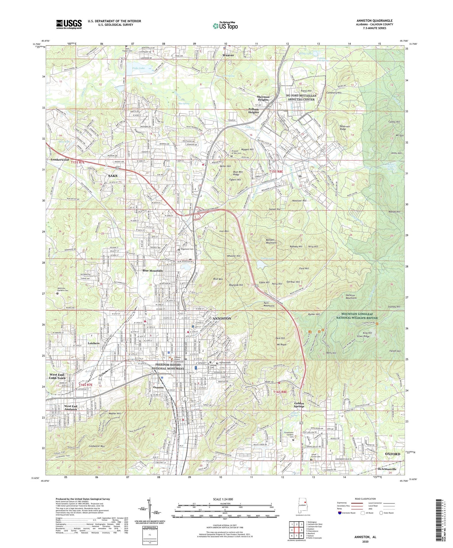 Anniston Alabama US Topo Map Image