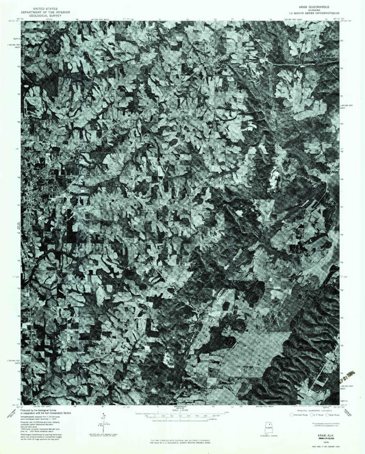 Classic USGS Arab Alabama 7.5'x7.5' Topo Map Image