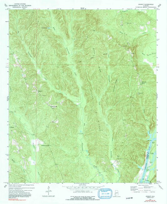 Classic USGS Ararat Alabama 7.5'x7.5' Topo Map Image
