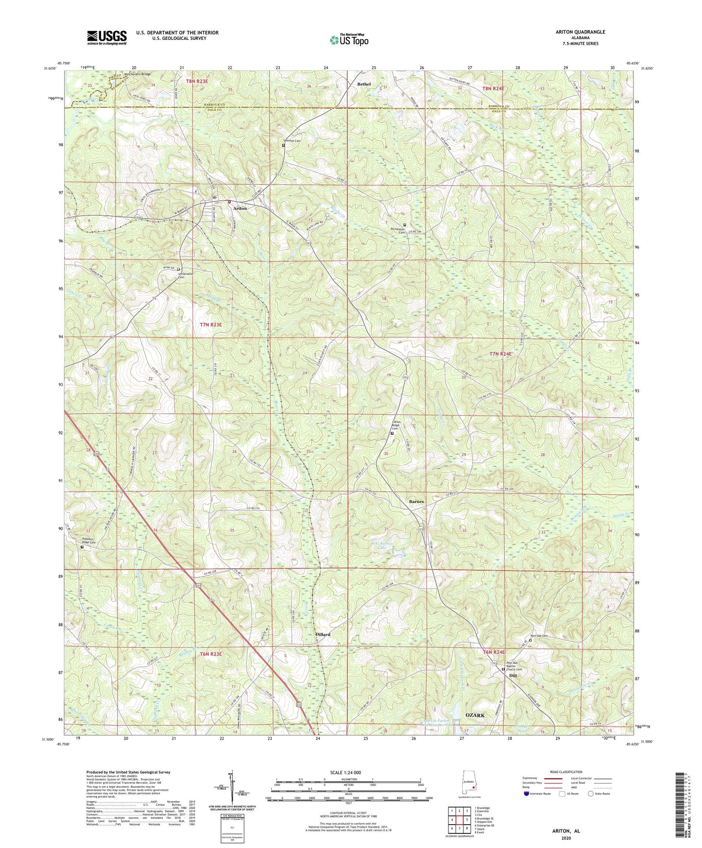 Ariton Alabama US Topo Map Image