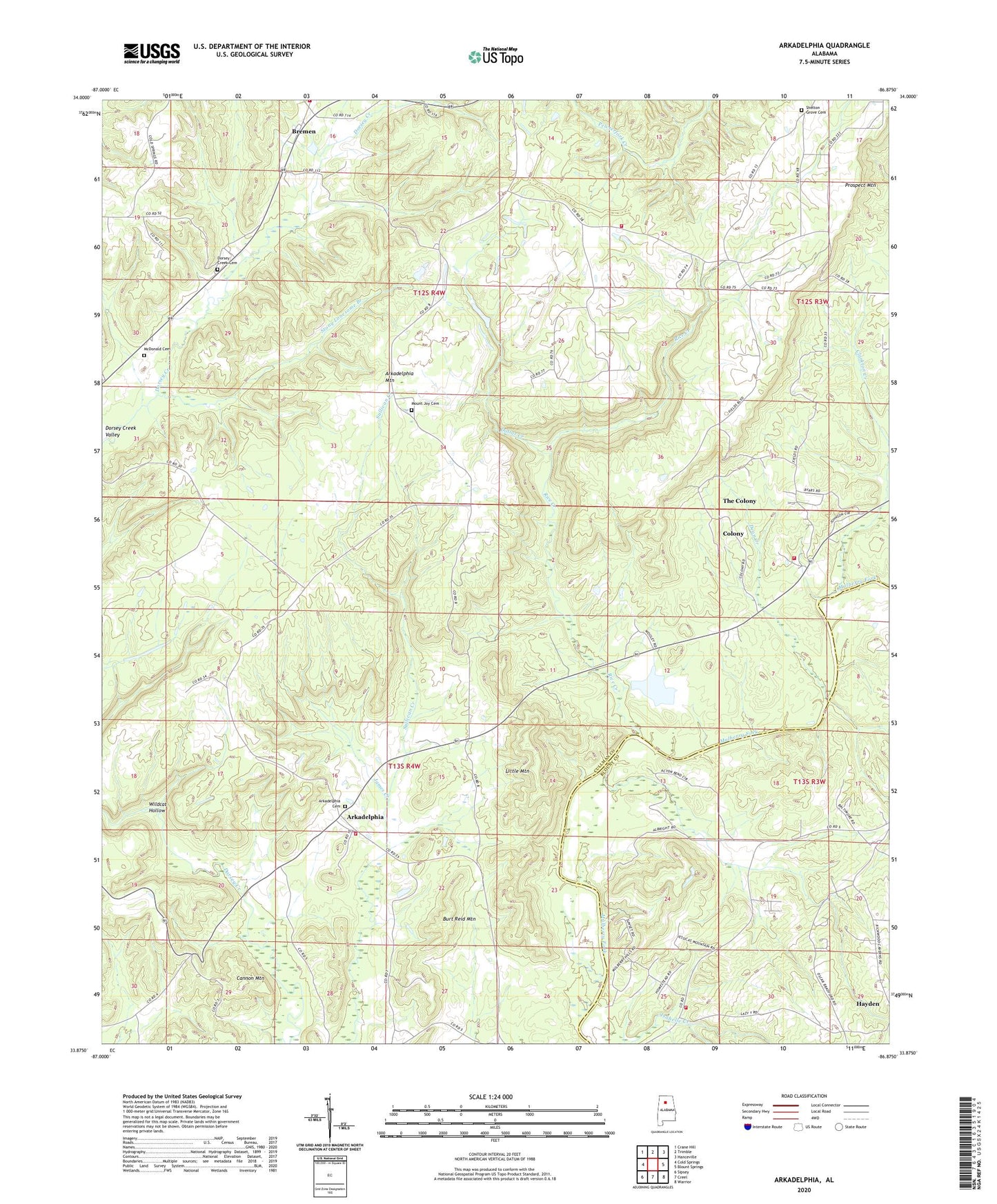 Arkadelphia Alabama US Topo Map Image