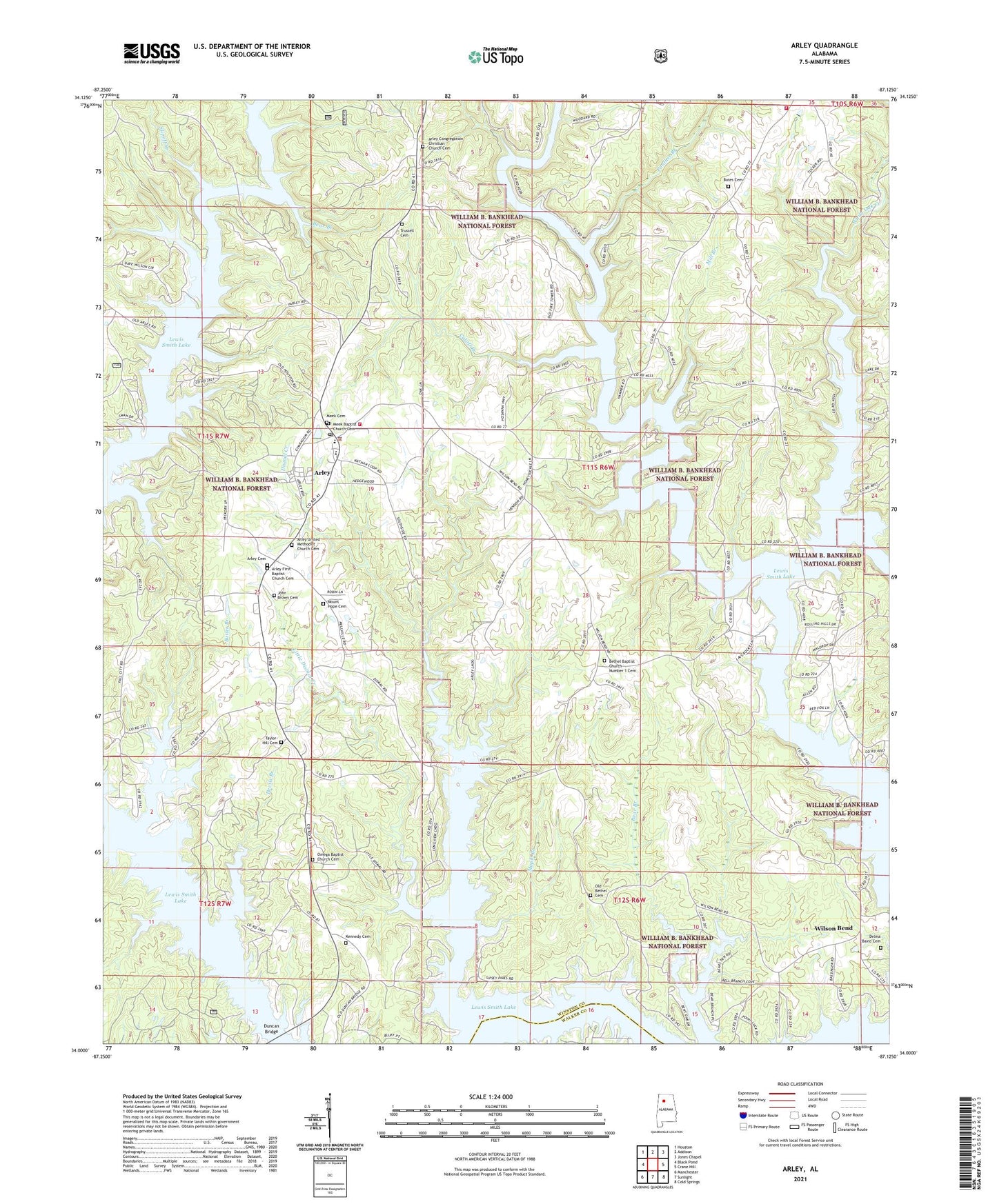 Arley Alabama US Topo Map Image