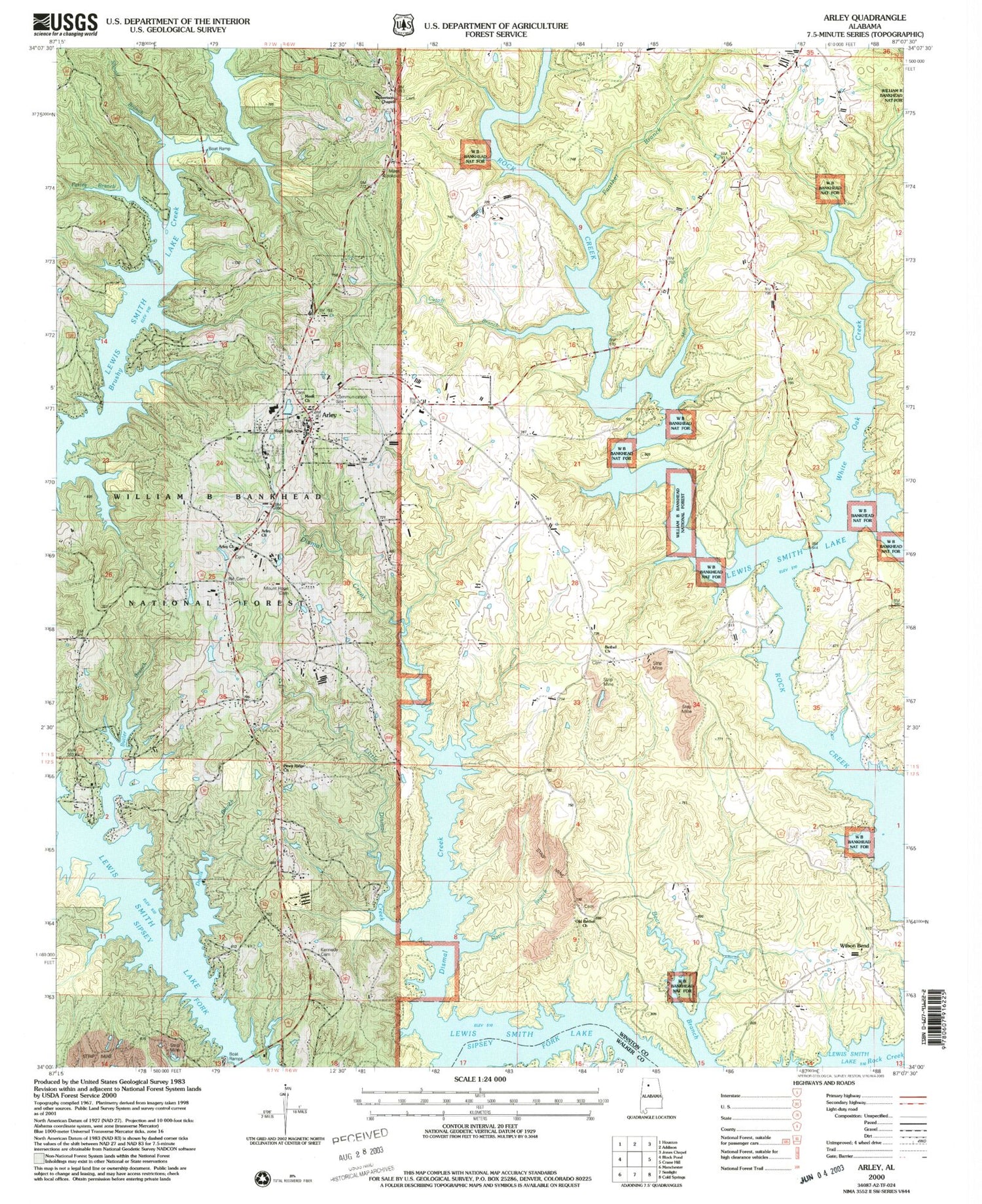 Classic USGS Arley Alabama 7.5'x7.5' Topo Map Image