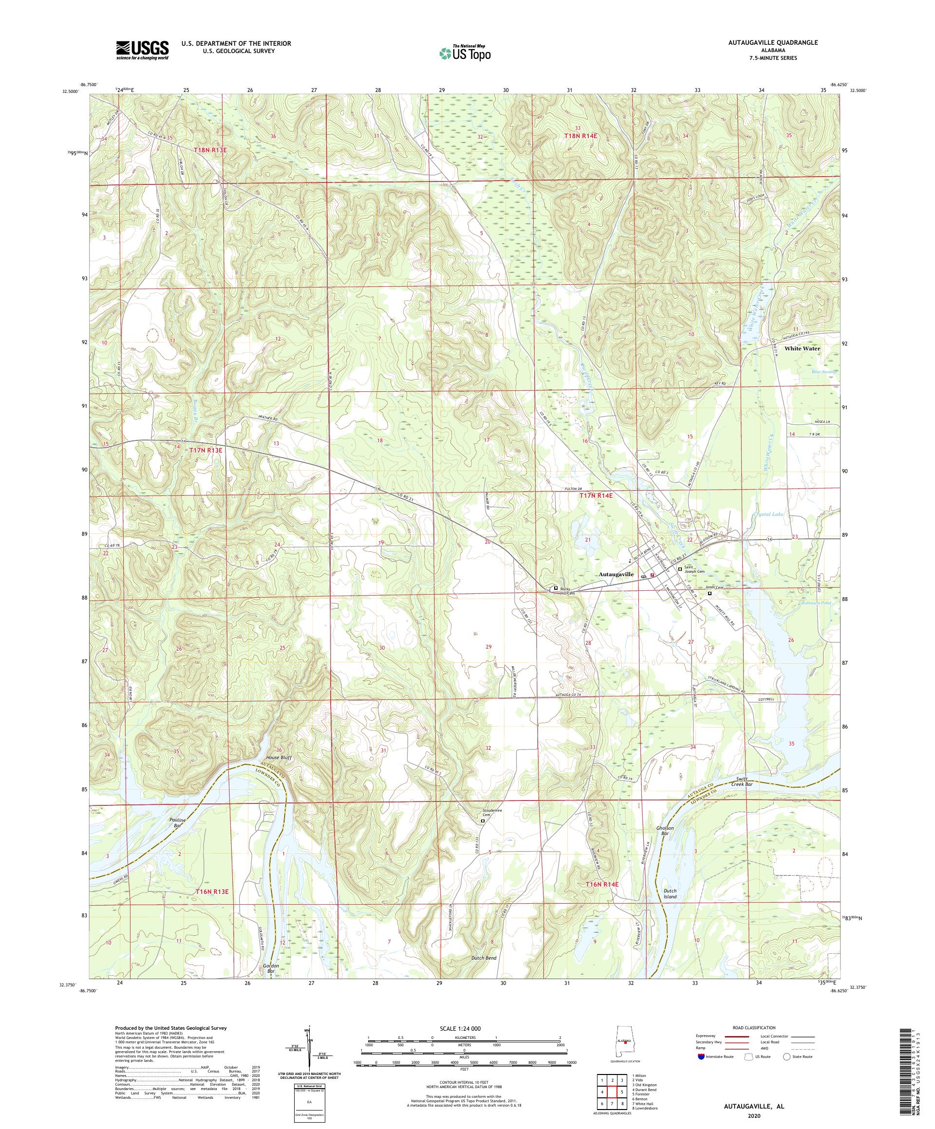 Autaugaville Alabama US Topo Map – MyTopo Map Store