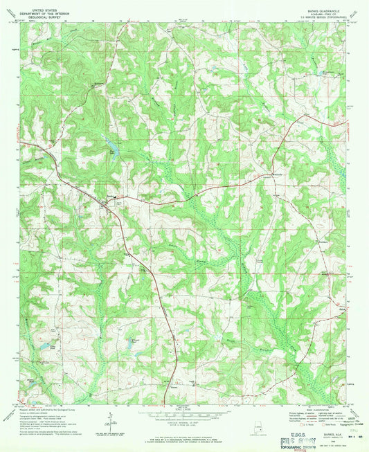 Classic USGS Banks Alabama 7.5'x7.5' Topo Map Image