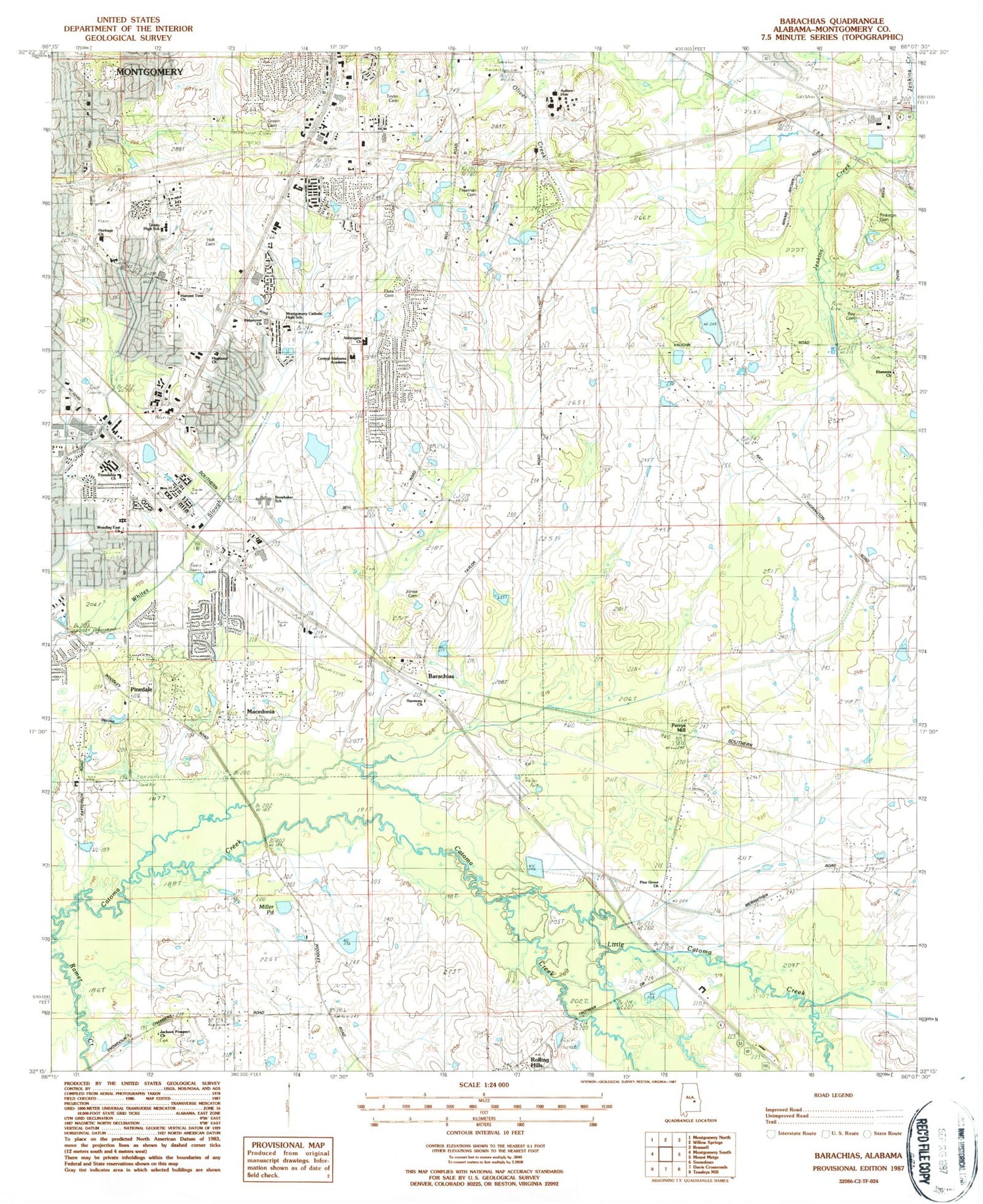 Classic USGS Barachias Alabama 7.5'x7.5' Topo Map Image