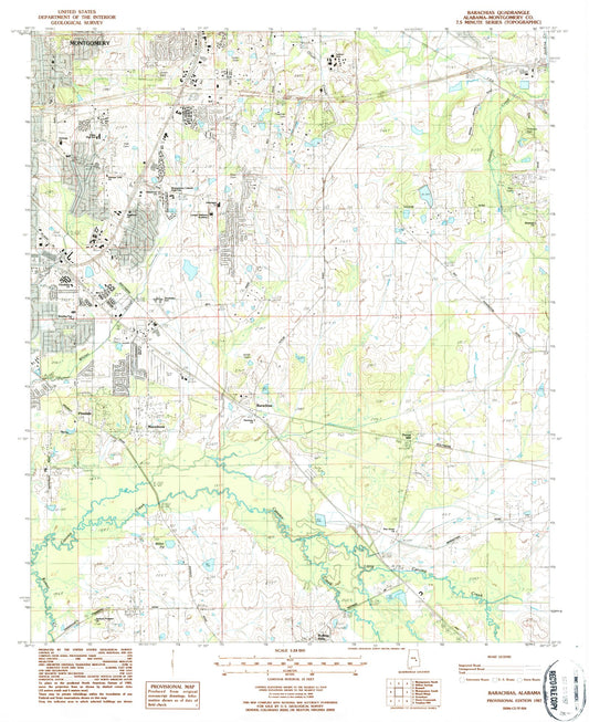 Classic USGS Barachias Alabama 7.5'x7.5' Topo Map Image