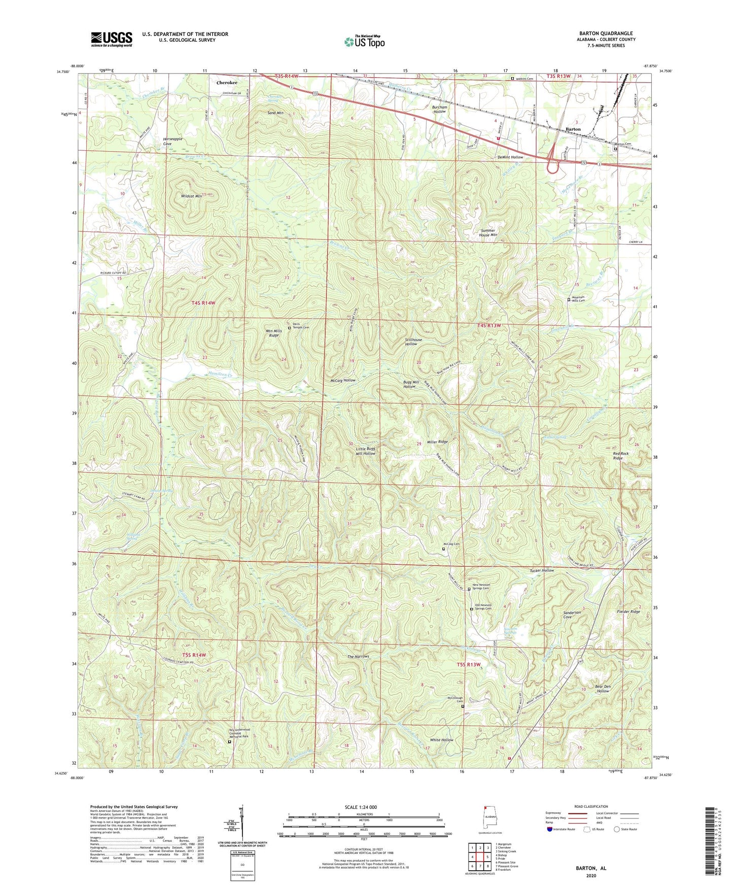 Barton Alabama US Topo Map Image