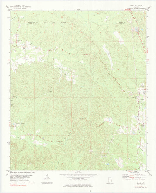 Classic USGS Bashi Alabama 7.5'x7.5' Topo Map Image