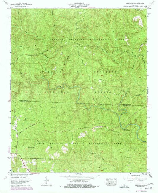 USGS Classic Bee Branch Alabama 7.5'x7.5' Topo Map Image