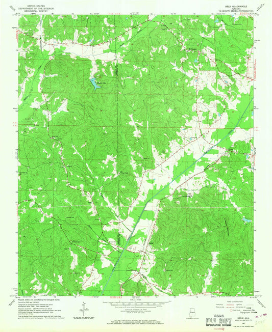 Classic USGS Belk Alabama 7.5'x7.5' Topo Map Image
