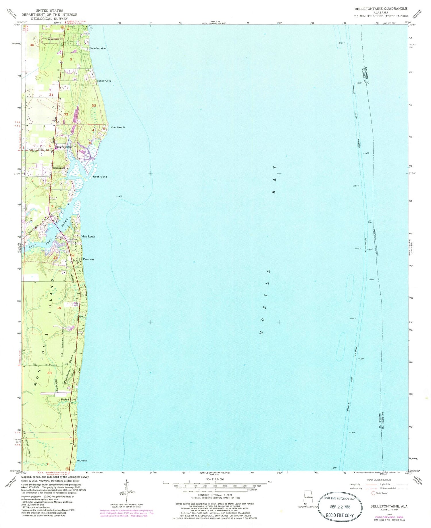 Classic USGS Bellefontaine Alabama 7.5'x7.5' Topo Map Image