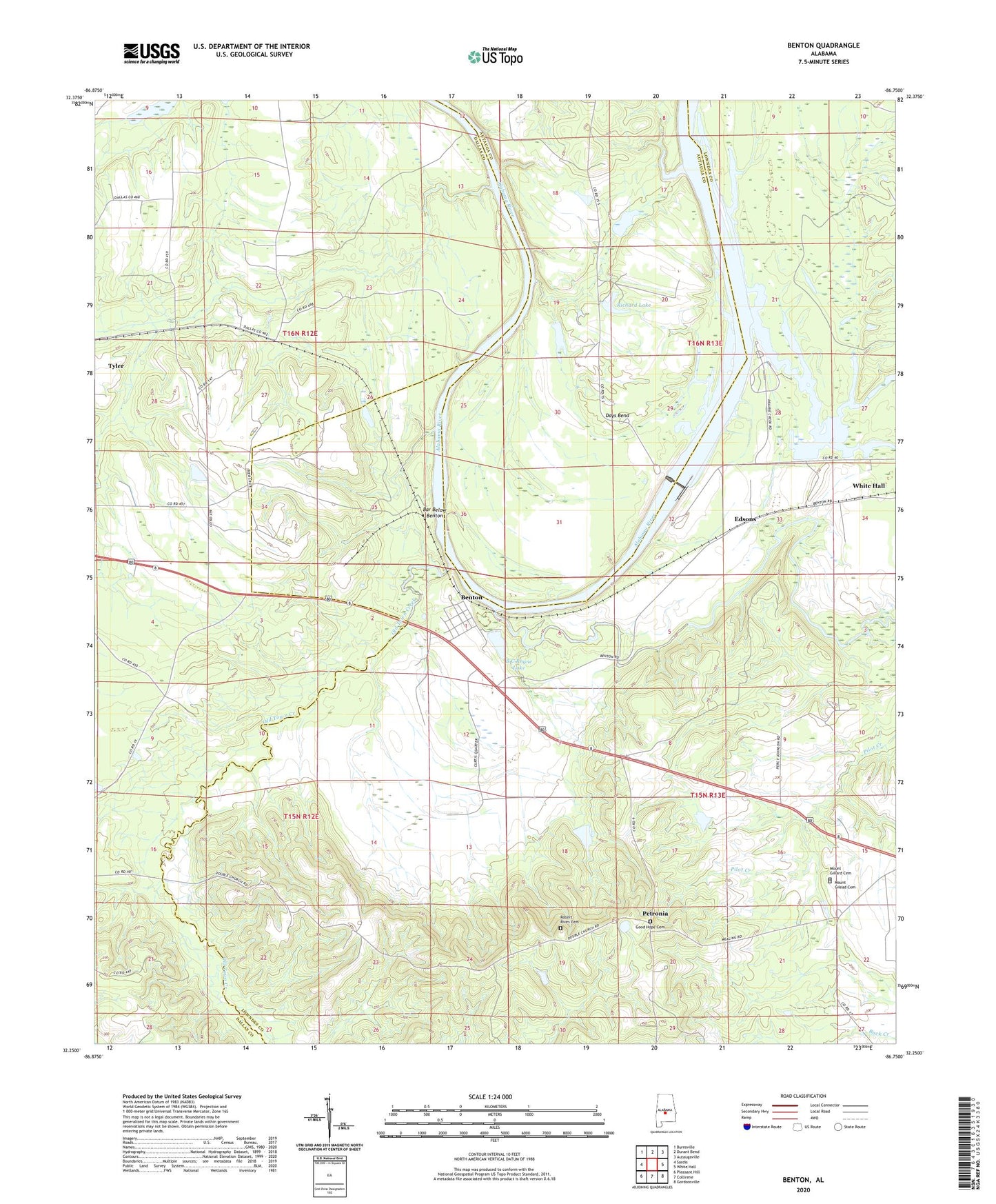 Benton Alabama US Topo Map Image
