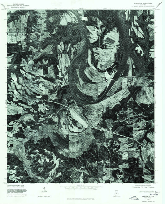 Classic USGS Benton Alabama 7.5'x7.5' Topo Map Image