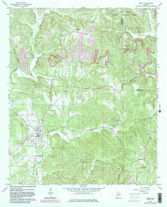 Classic USGS Berry Alabama 7.5'x7.5' Topo Map Image
