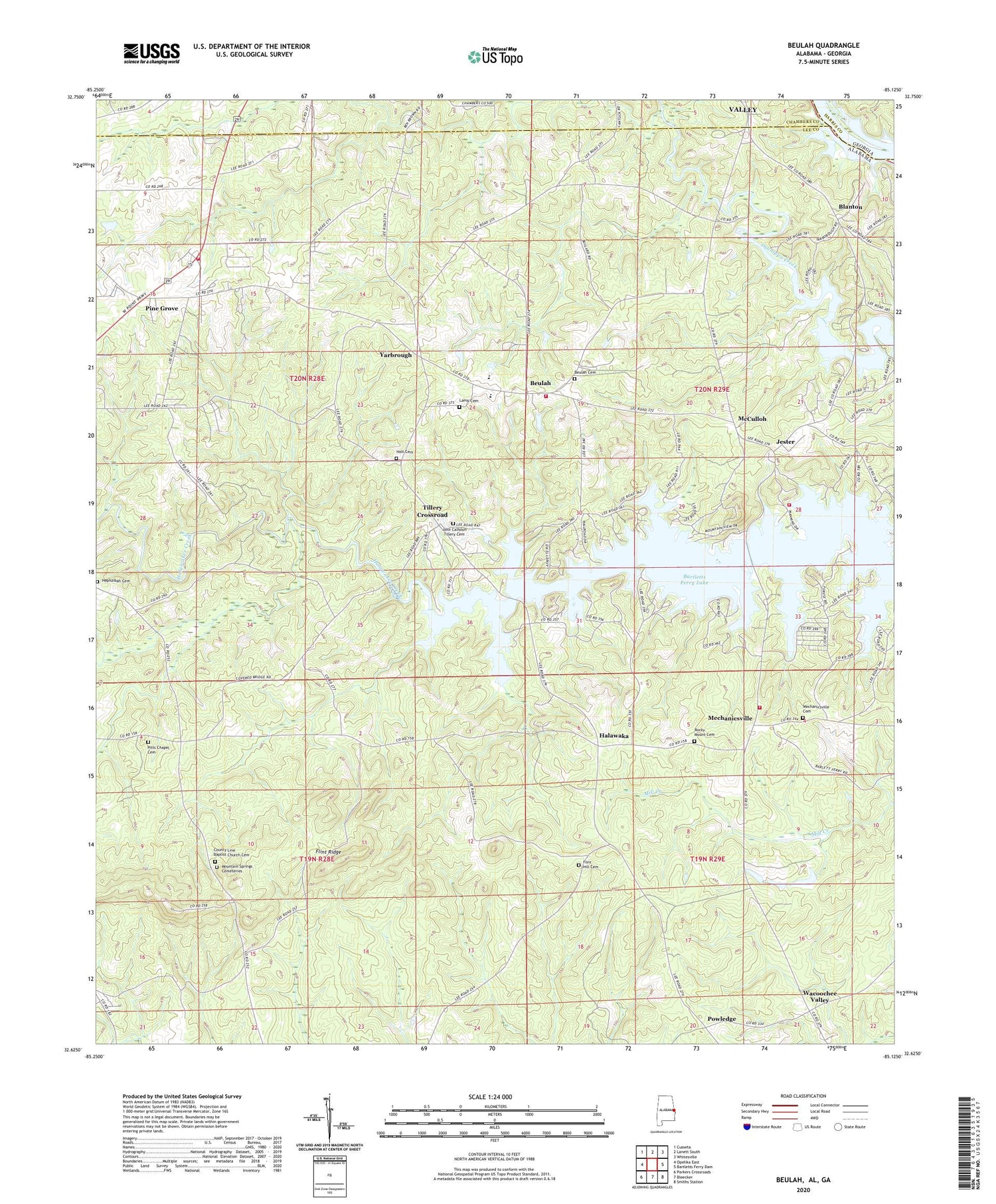 Beulah Alabama US Topo Map Image
