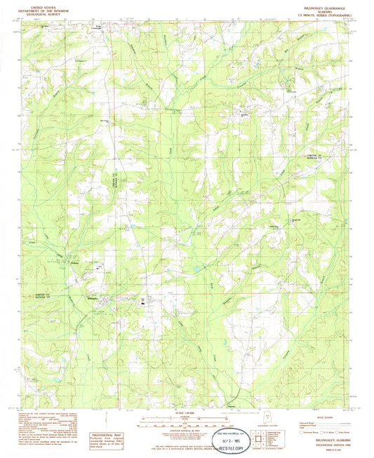 Classic USGS Billingsley Alabama 7.5'x7.5' Topo Map Image