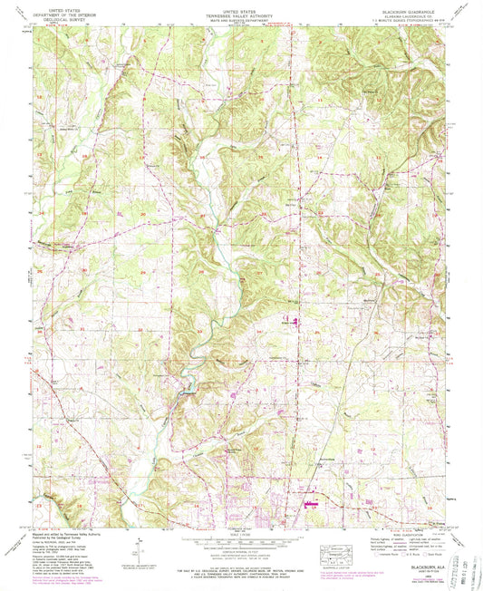 Classic USGS Blackburn Alabama 7.5'x7.5' Topo Map Image