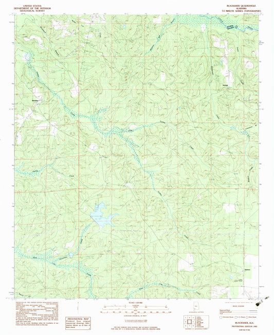 Classic USGS Blacksher Alabama 7.5'x7.5' Topo Map Image
