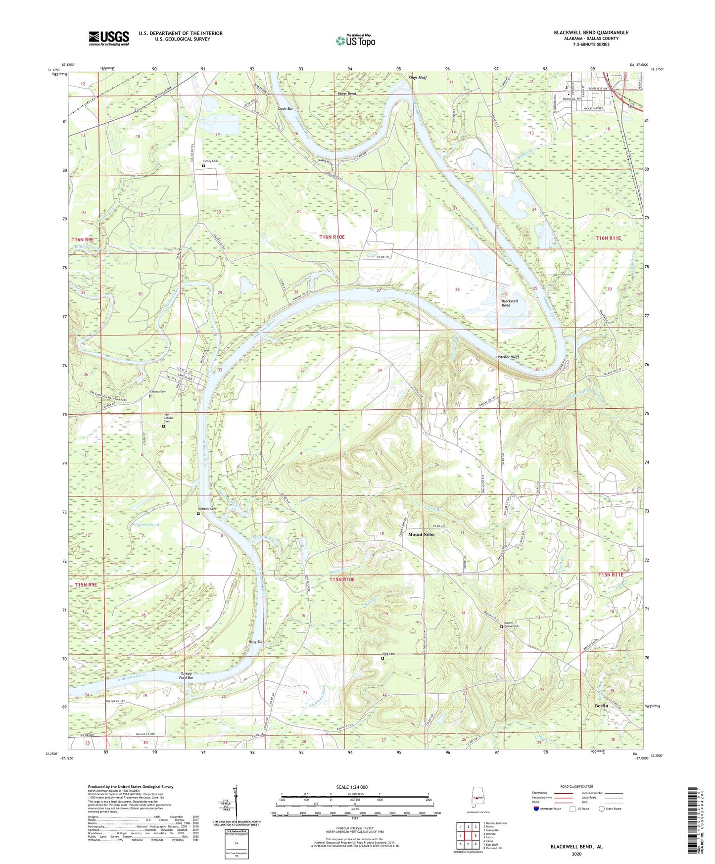 Blackwell Bend Alabama US Topo Map Image