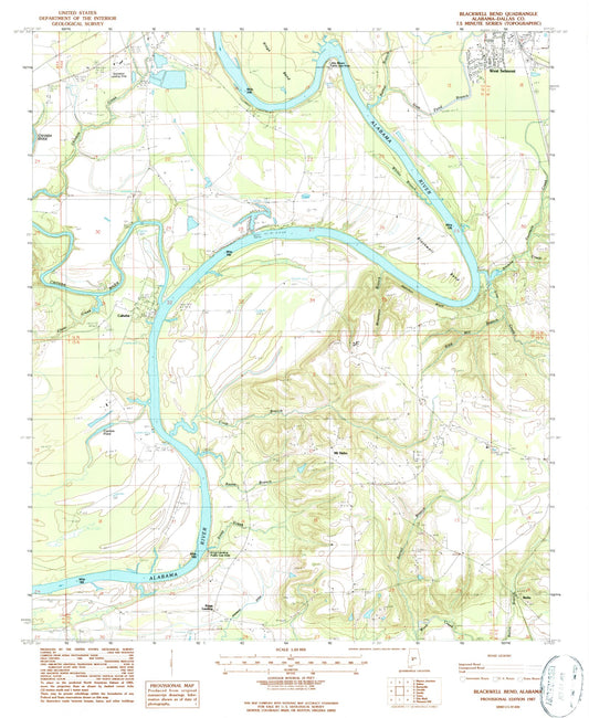 Classic USGS Blackwell Bend Alabama 7.5'x7.5' Topo Map Image