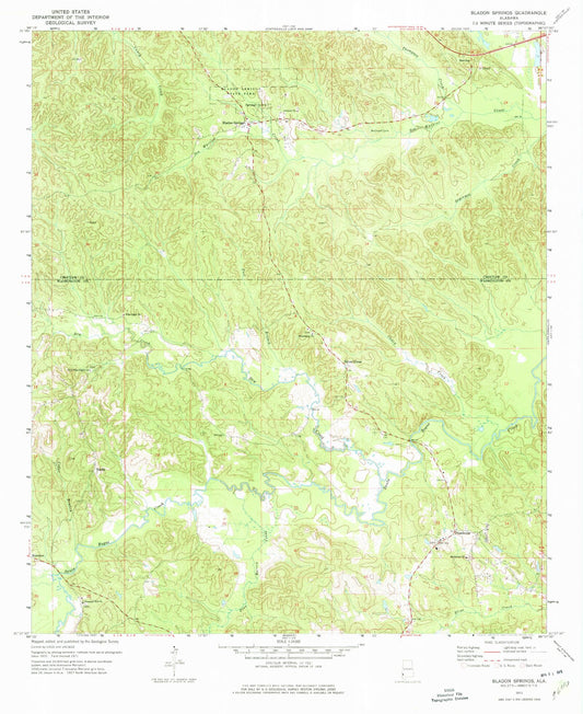 Classic USGS Bladon Springs Alabama 7.5'x7.5' Topo Map Image