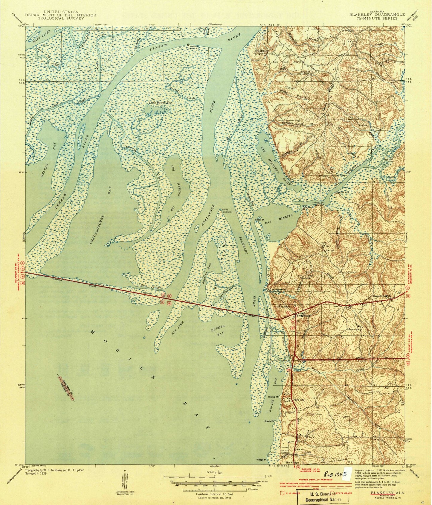 Classic USGS Bridgehead Alabama 7.5'x7.5' Topo Map Image