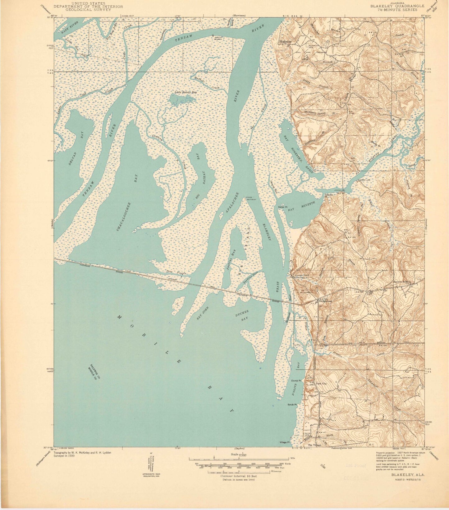 Classic USGS Bridgehead Alabama 7.5'x7.5' Topo Map Image