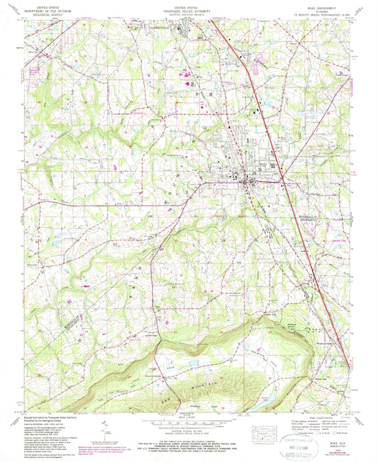 Classic USGS Boaz Alabama 7.5'x7.5' Topo Map Image