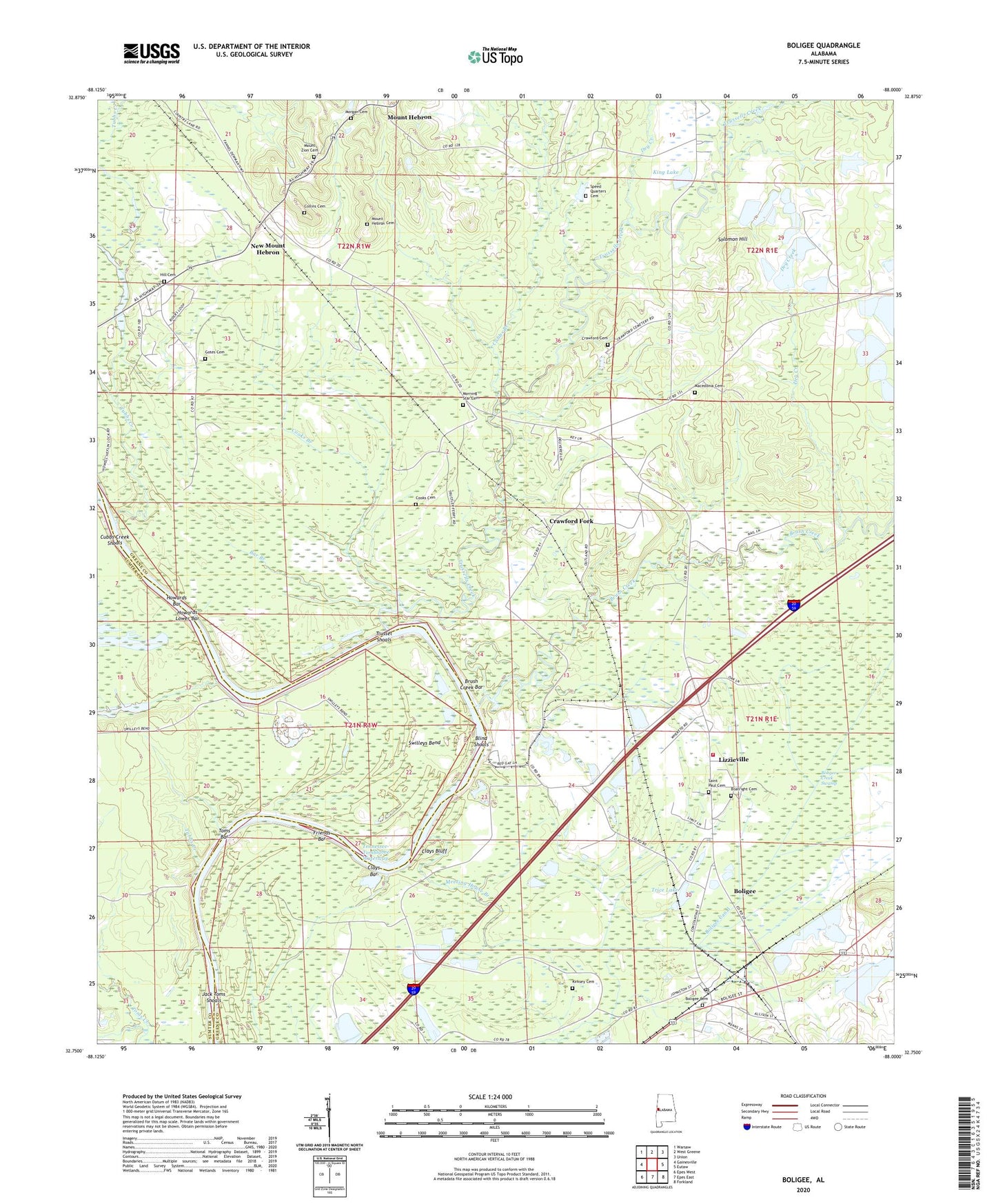 Boligee Alabama US Topo Map Image