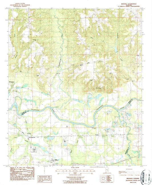 Classic USGS Brassell Alabama 7.5'x7.5' Topo Map Image