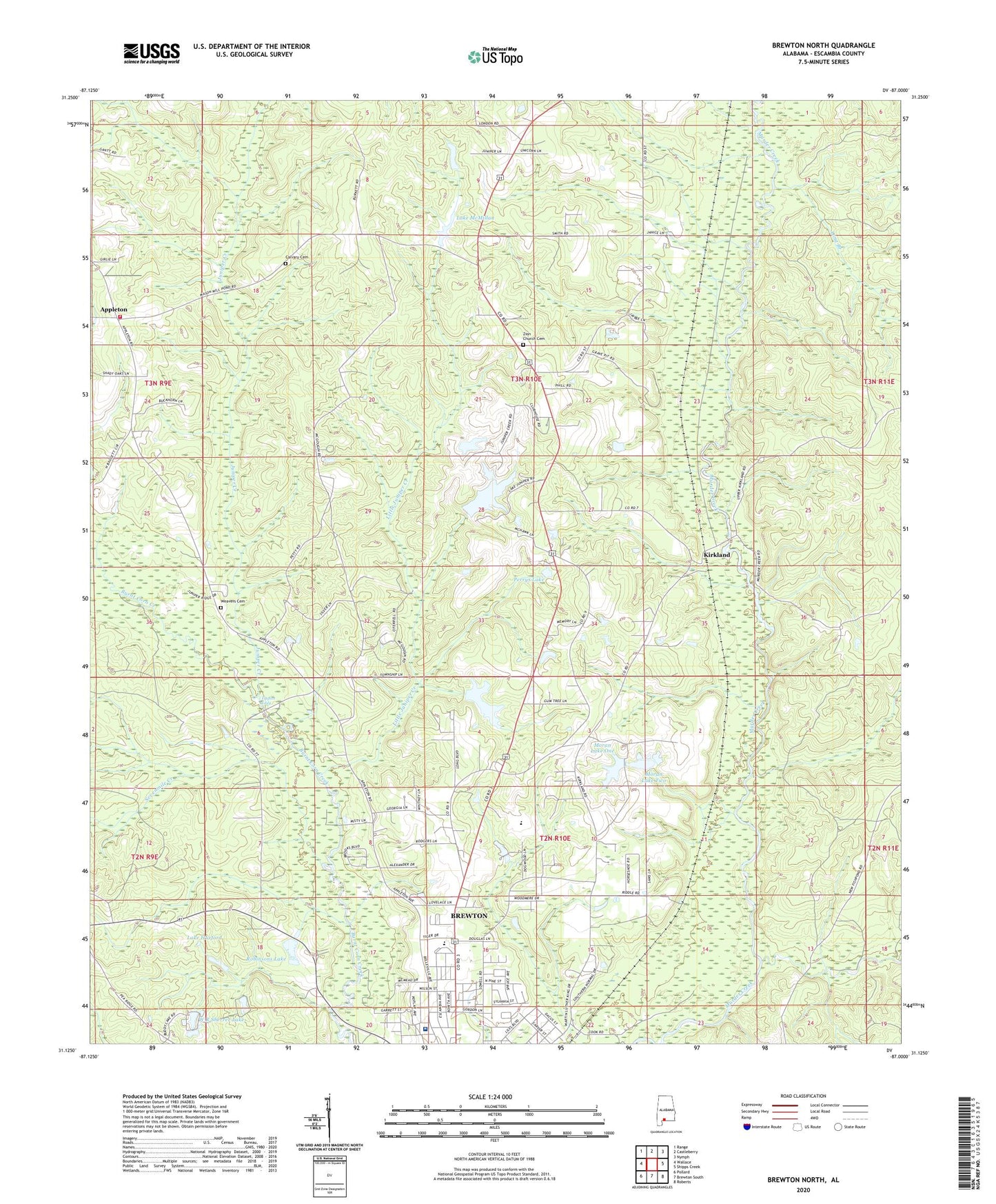 Brewton North Alabama US Topo Map Image