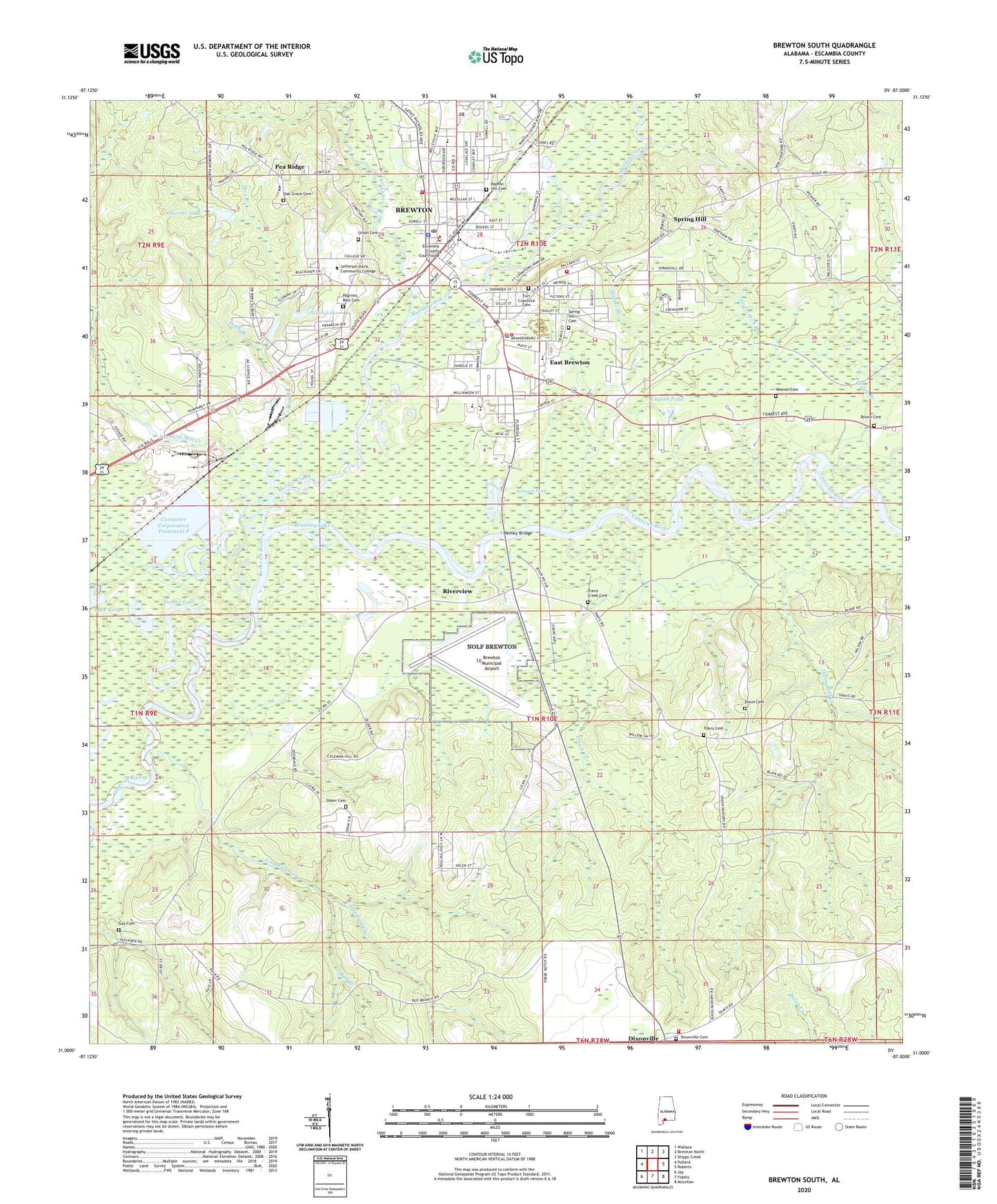 Brewton South Alabama US Topo Map Image