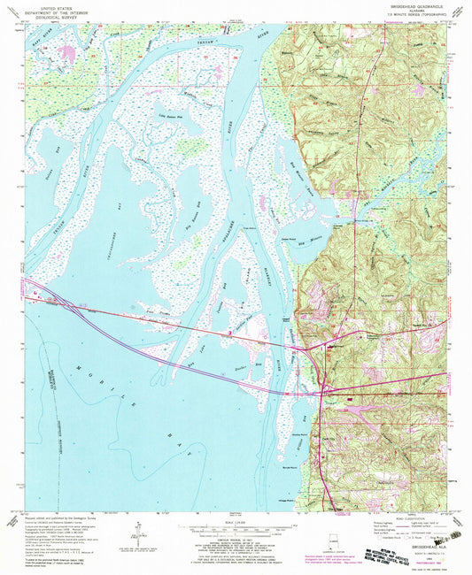 Classic USGS Bridgehead Alabama 7.5'x7.5' Topo Map Image