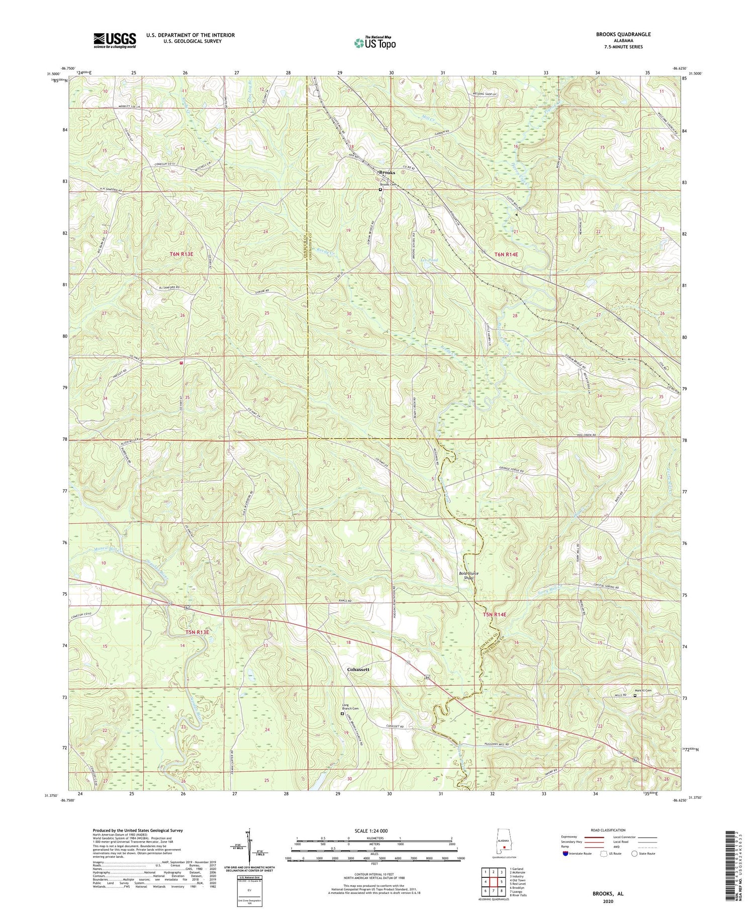 Brooks Alabama US Topo Map Image