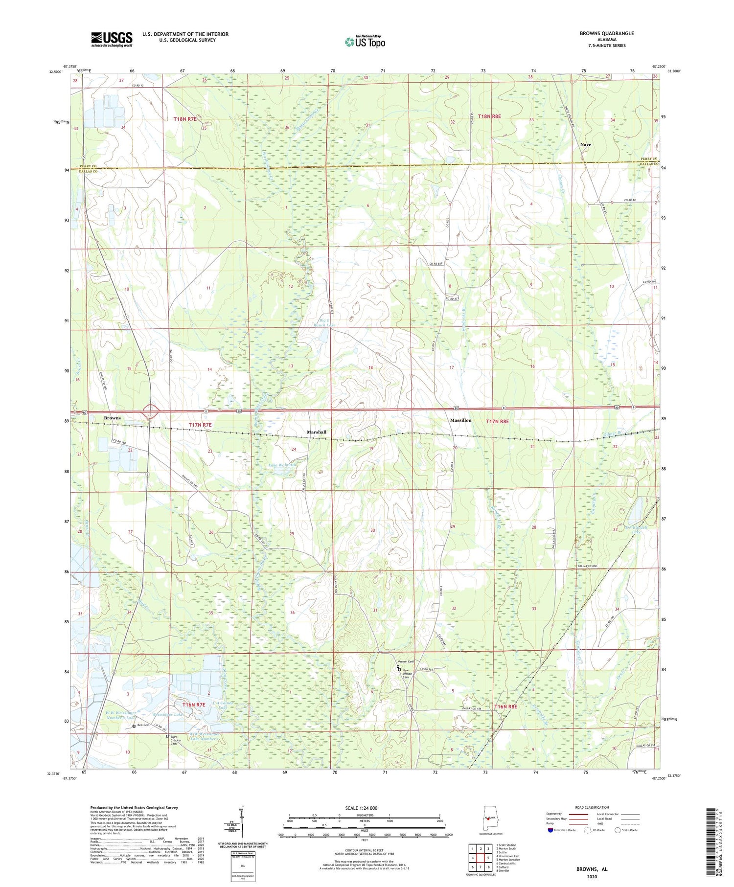 Browns Alabama US Topo Map Image