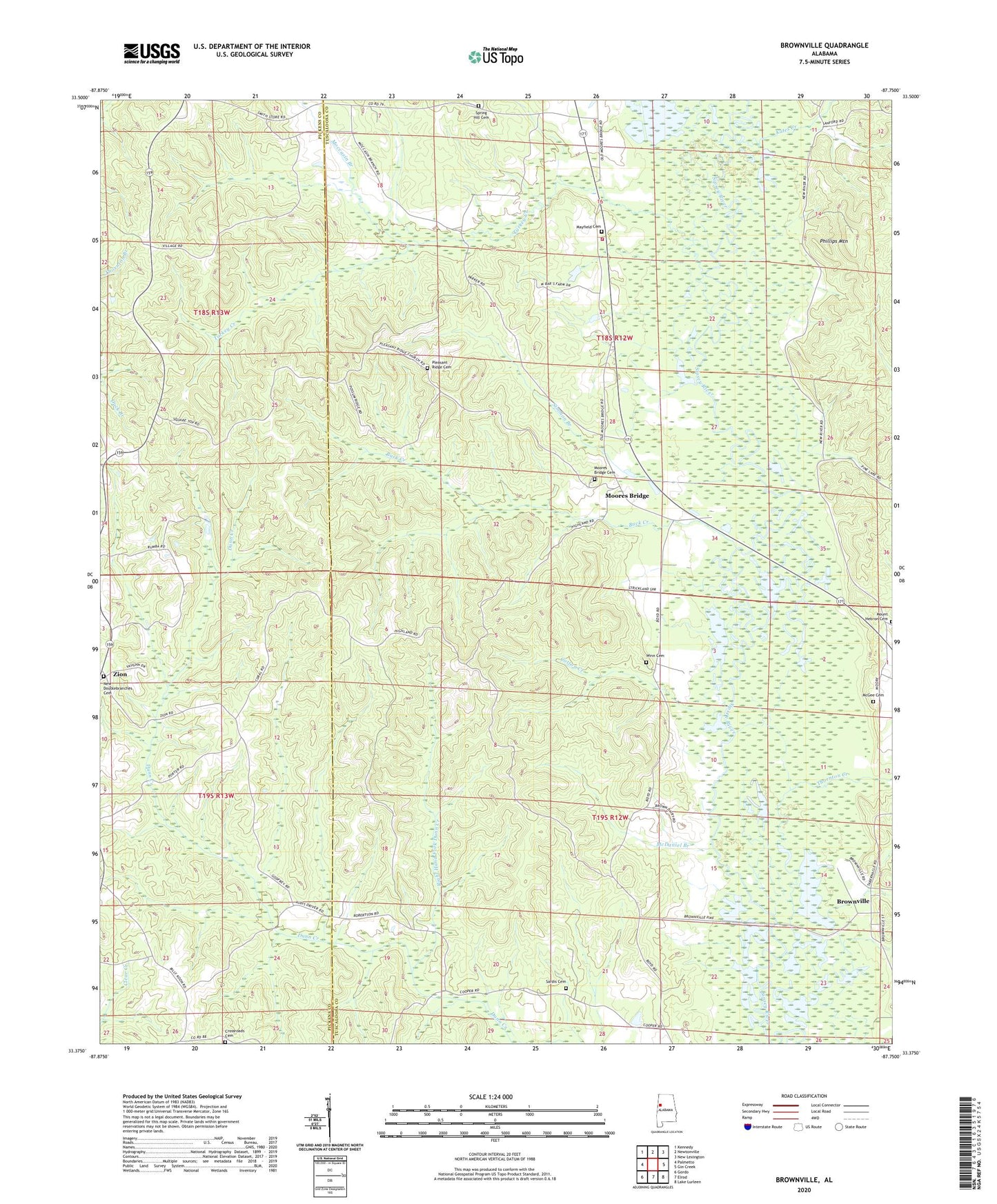 Brownville Alabama US Topo Map Image