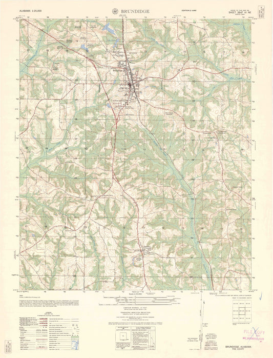 Classic USGS Brundidge Alabama 7.5'x7.5' Topo Map Image
